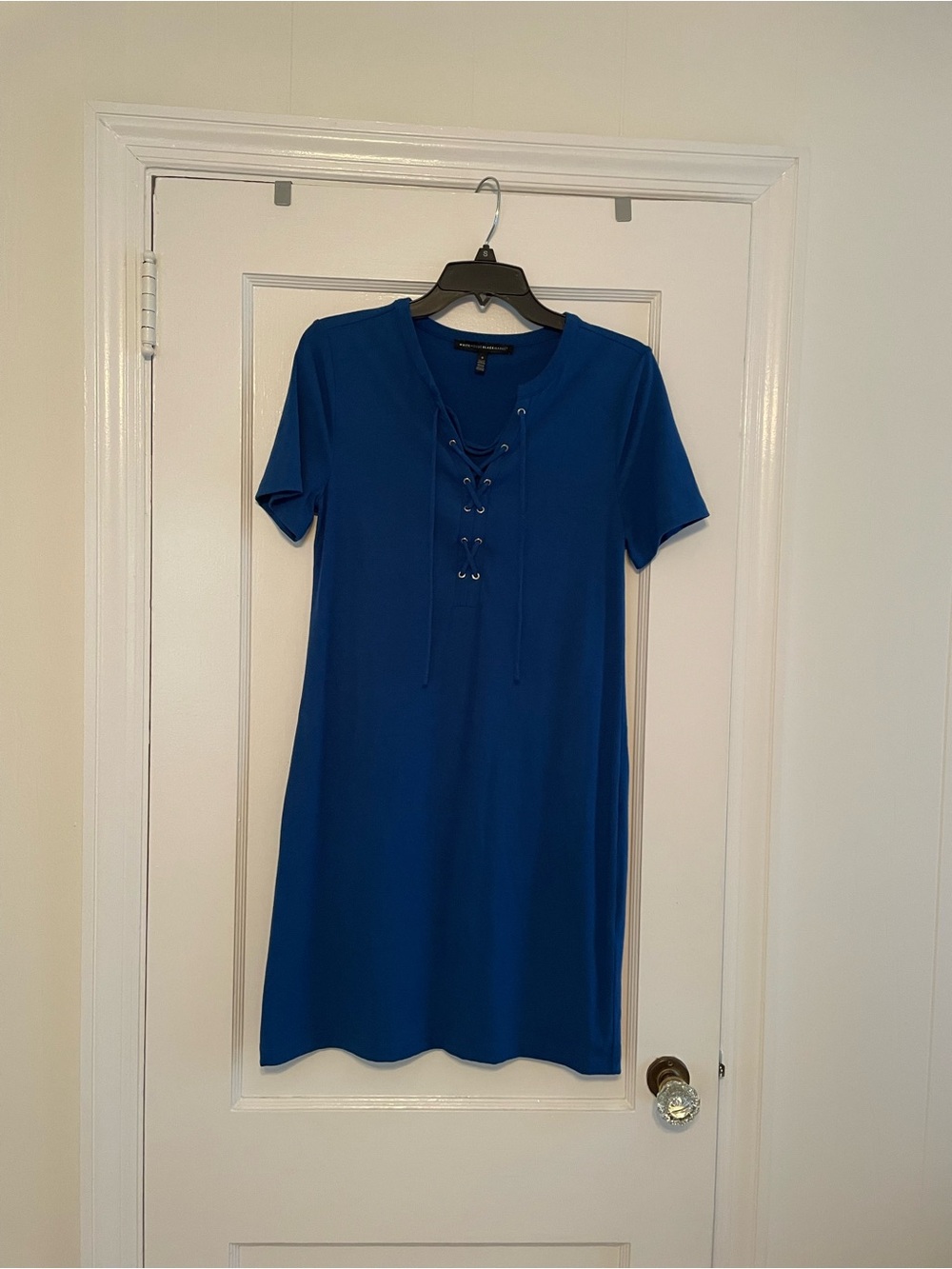 White House Black Market Cobalt Blue Lace-Up Knit Dress